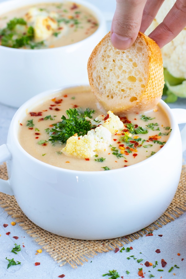 Easy & Healthy Cauliflower Soup Recipe - Evolving Table