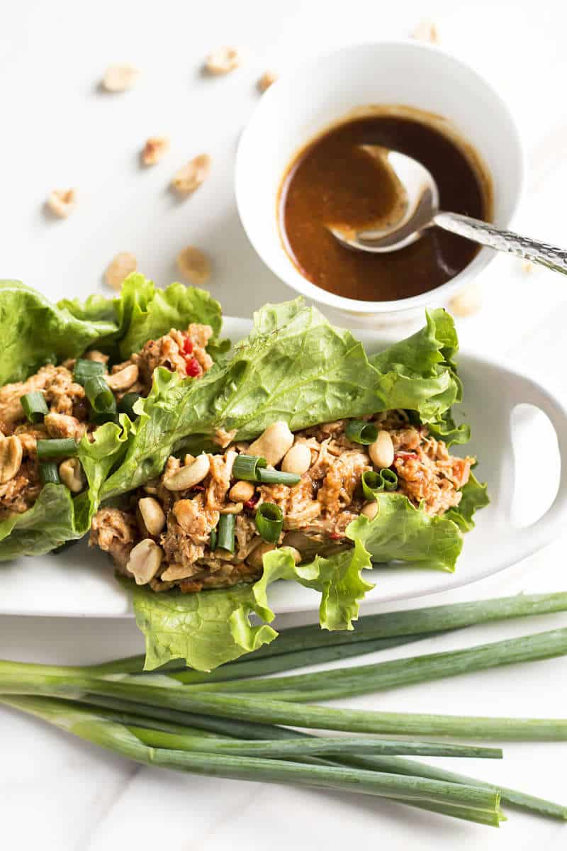 Peanut Asian Chicken Lettuce Wraps GlutenFree, LowCarb