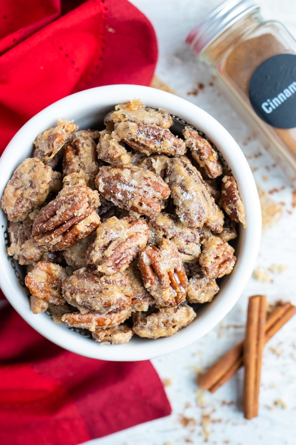 Cinnamon Spiced Candied Pecans - Evolving Table