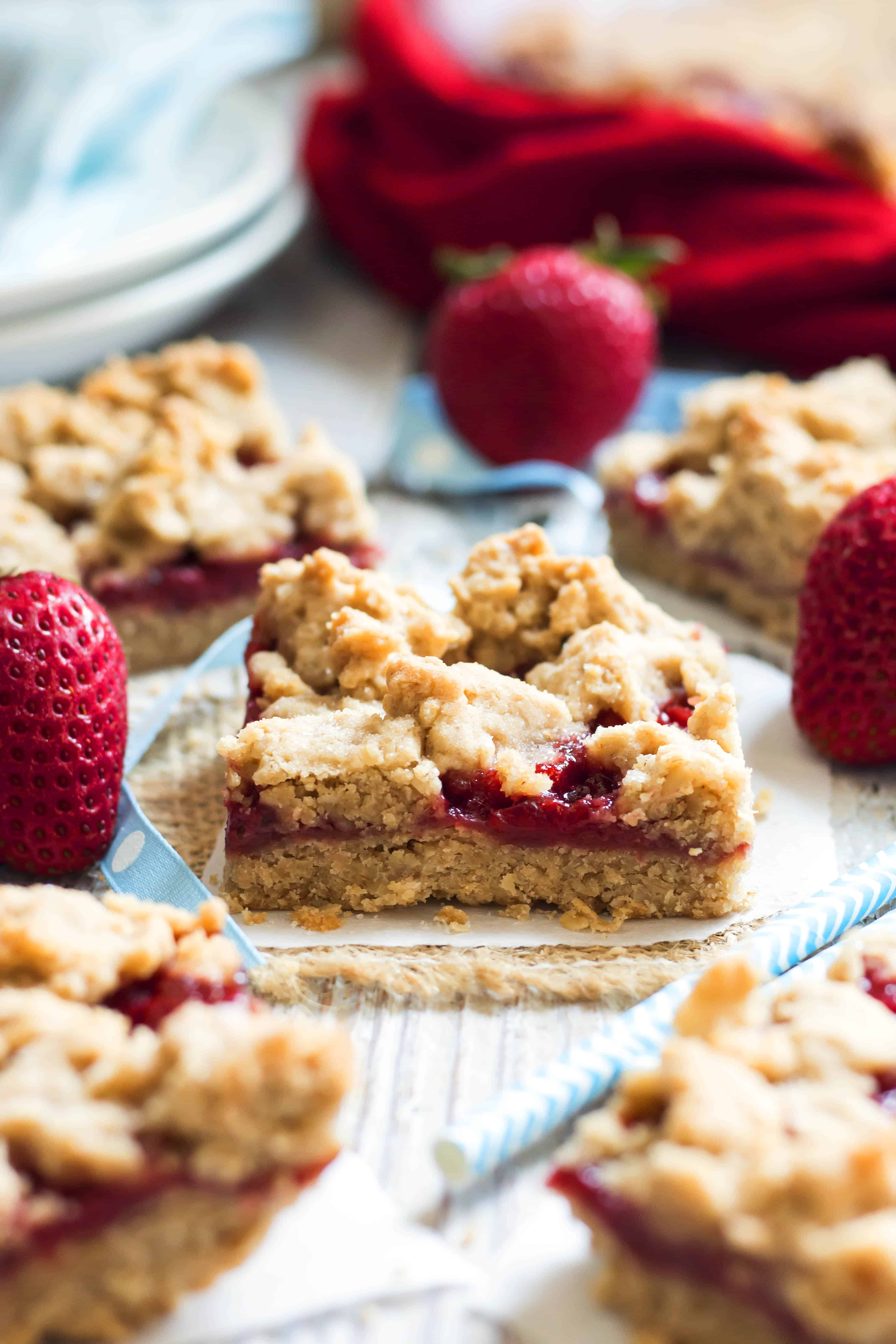 Peanut Butter & Strawberry Jam Crumb Bars