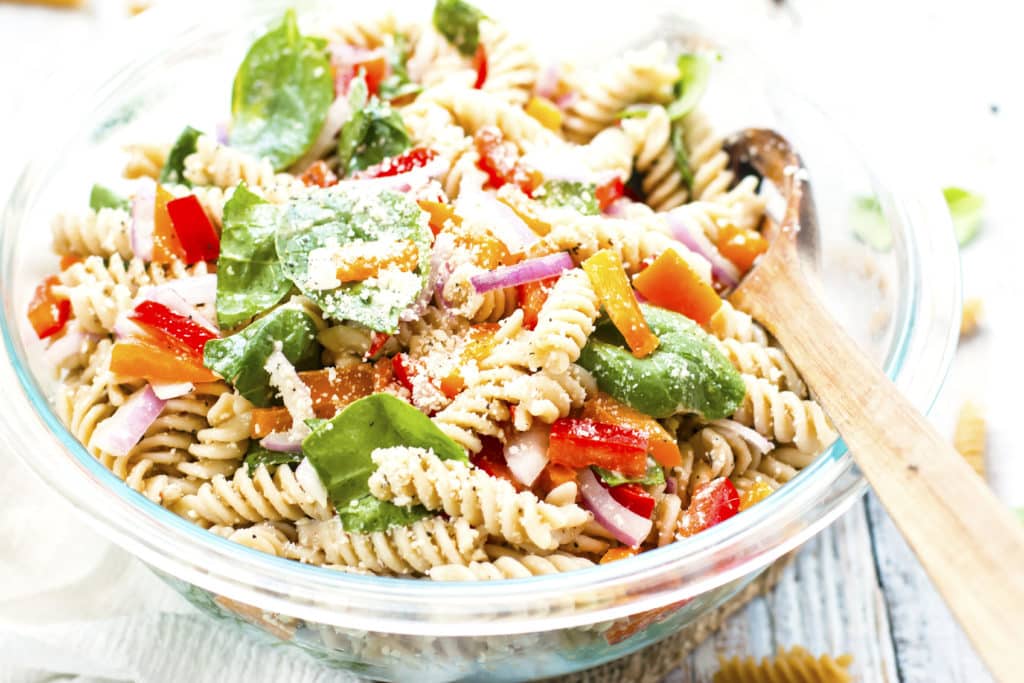 Italian Dressing Pasta Salad with Parmesan | Vegetarian, Gluten-Free