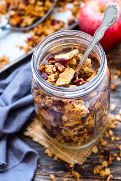 Maple Pecan Apple Cinnamon Granola {Vegan, Gluten-Free}