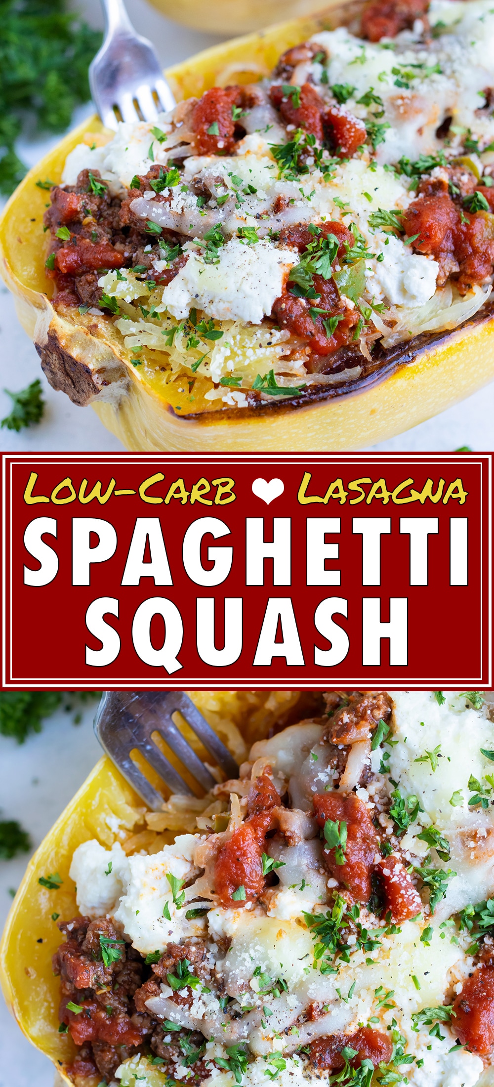 Lasagna Spaghetti Squash Boats (Low-Carb) - Evolving Table