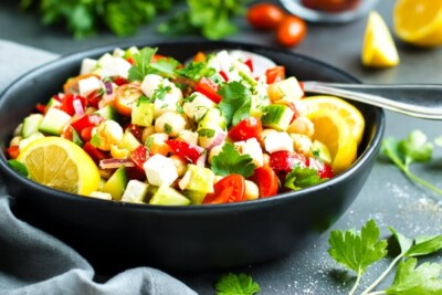 Mediterranean Chickpea Salad With Cucumber - Evolving Table