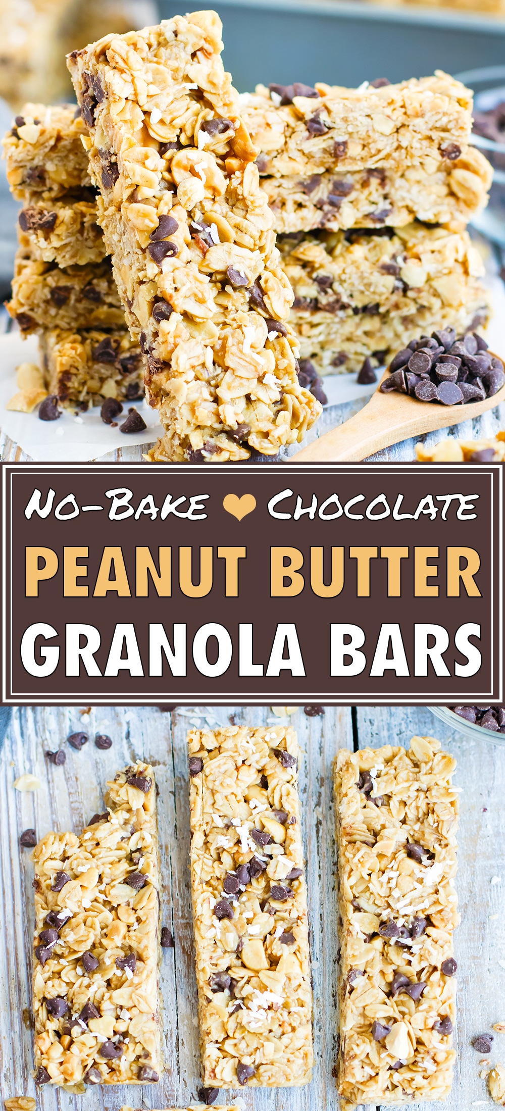 No Bake Peanut Butter Granola Bars with Chocolate Chips