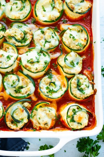 Easy Zucchini Lasagna Roll-Ups - Evolving Table