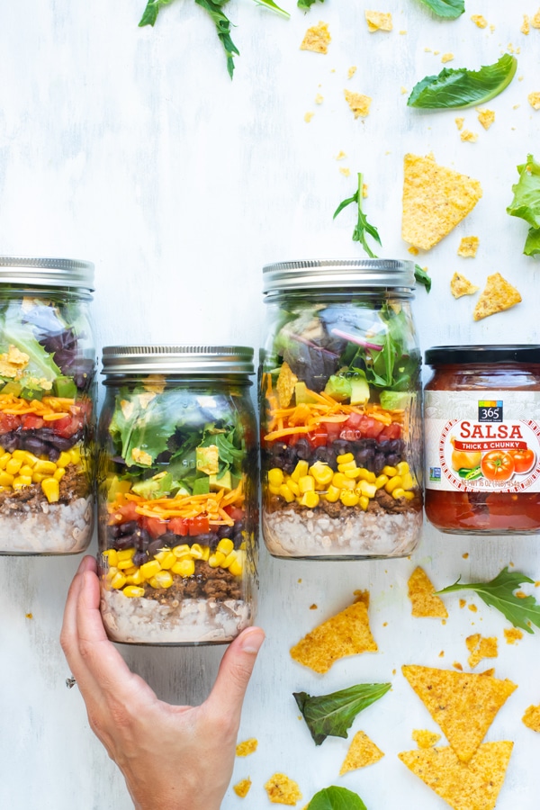 Healthy Taco Salad Recipe in a Mason Jar