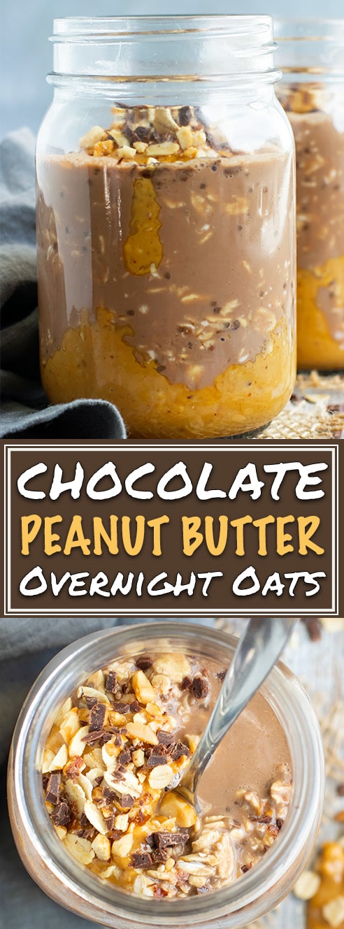 Chocolate Peanut Butter Overnight Oats - Evolving Table