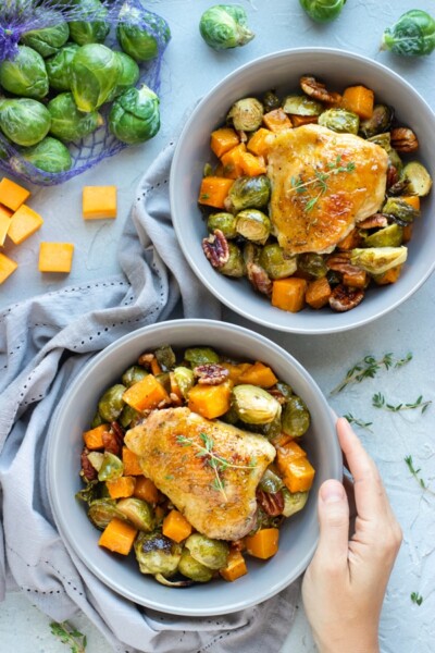 Maple Glazed Oven Baked Chicken Thighs & Veggies