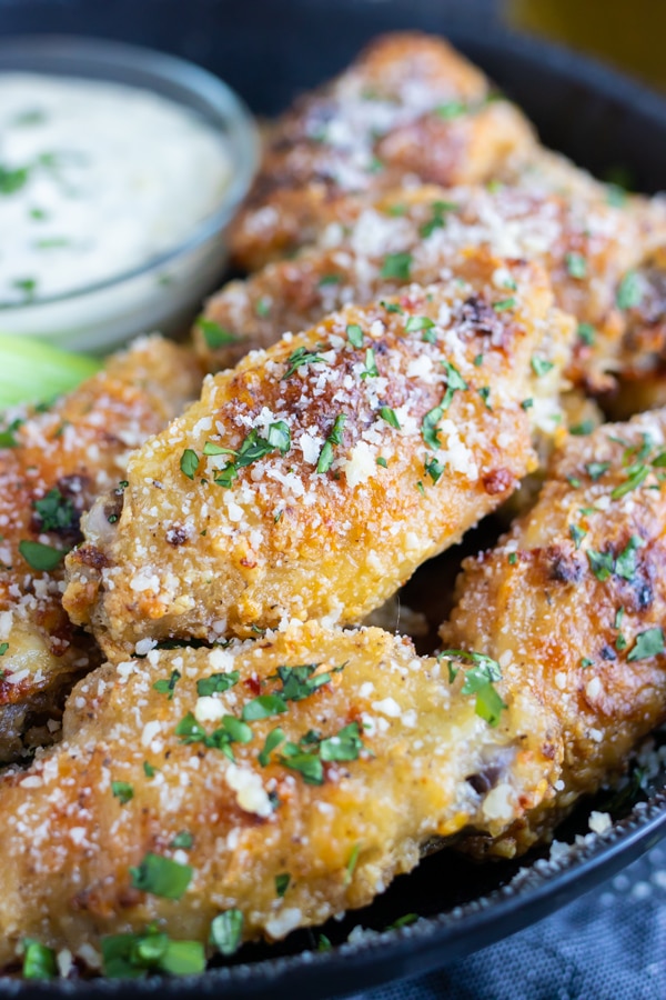 Crispy Parmesan Garlic Chicken Wings Recipe Evolving Table