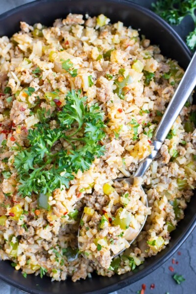 Cauliflower Dirty Rice Recipe - Low-carb - Evolving Table