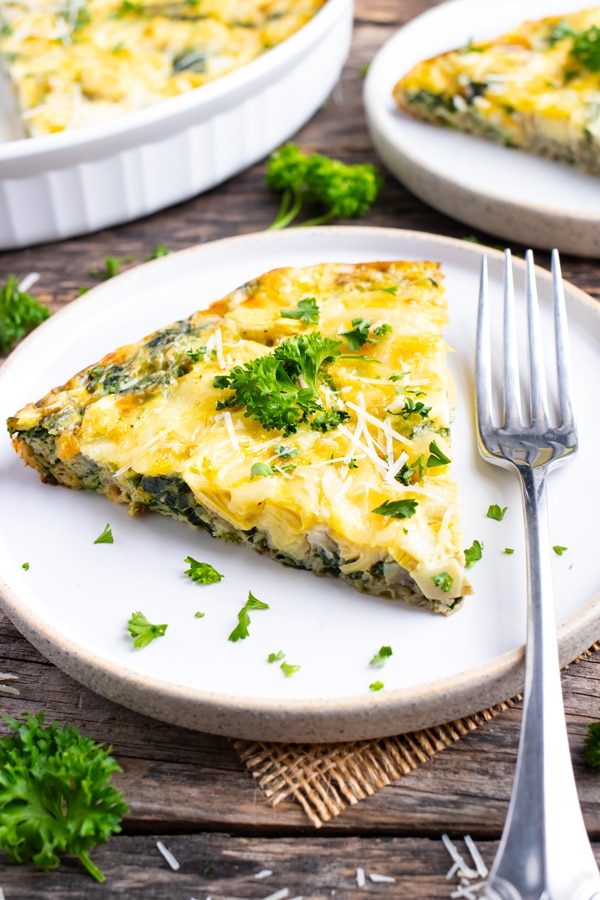 Easy Crustless Spinach Quiche with Artichoke - Evolving Table