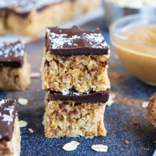 No-Bake Samoa Cookie Oatmeal Bars - Evolving Table