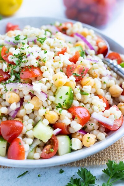 Mediterranean Couscous Salad with Tomatoes with Feta & Tomatoes ...