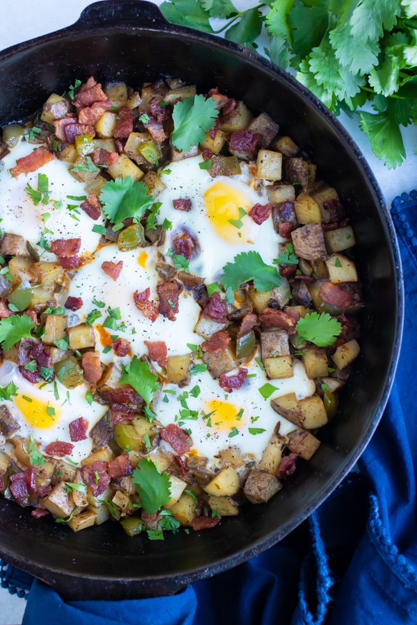 Breakfast Potato Hash with Eggs & Bacon - Evolving Table