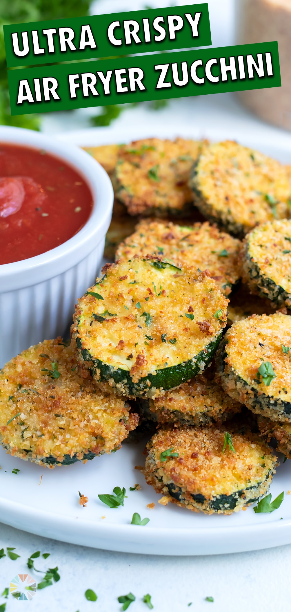 Air Fryer Zucchini Chips with Parmesan - Evolving Table