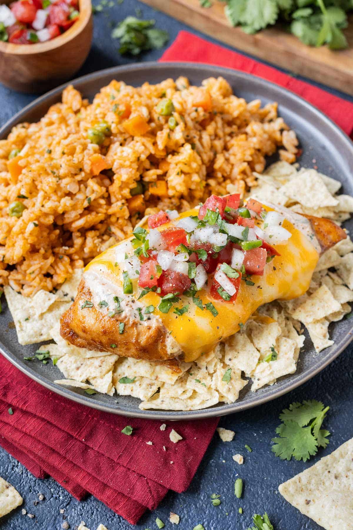 Fiesta lime chicken is topped with fresh pico.