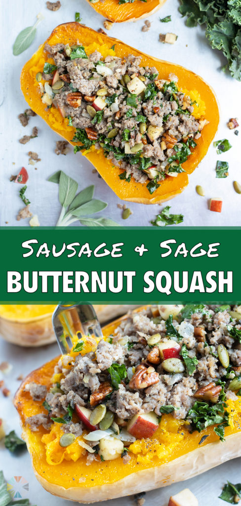 Sausage & Sage Stuffed Butternut Squash - Evolving Table
