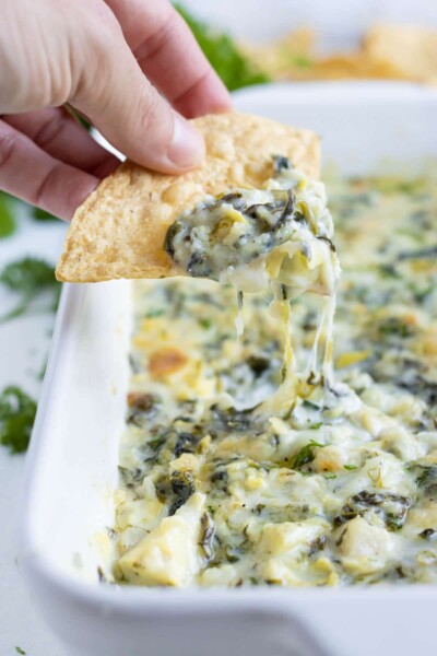 Hot Spinach Artichoke Dip (Oven-Baked) - Evolving Table