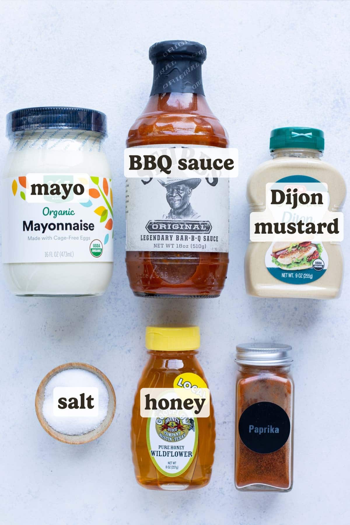 Barbecue sauce, mayonnaise, mustard, honey, paprika, and salt are the ingredients in this sauce.