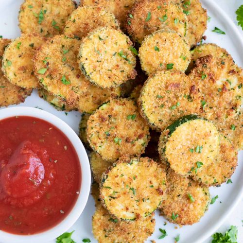 Air Fryer Zucchini Chips with Parmesan - Evolving Table