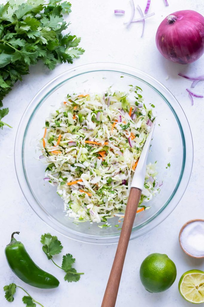 Fast 5-Minute Fish Taco Slaw Recipe - Evolving Table