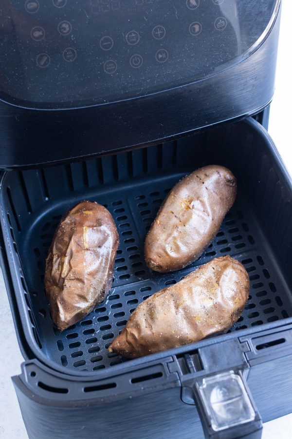 Air Fryer Baked Sweet Potato - Evolving Table