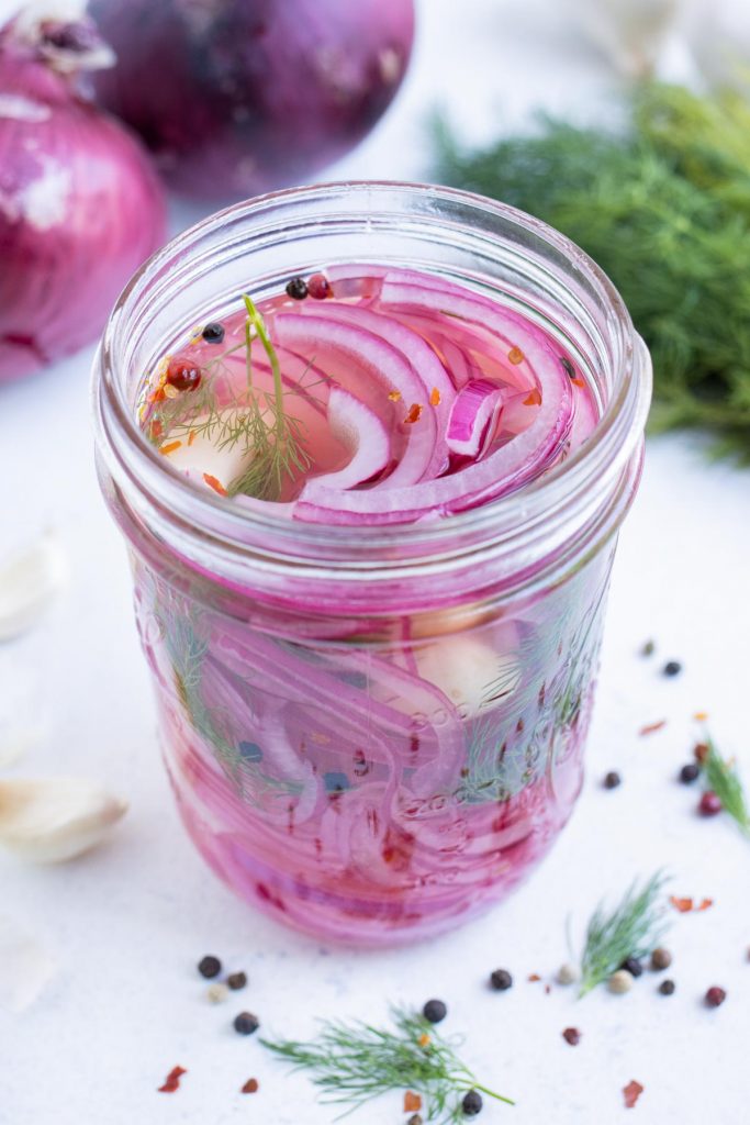 Make pickled red onions at home overnight in your fridge.