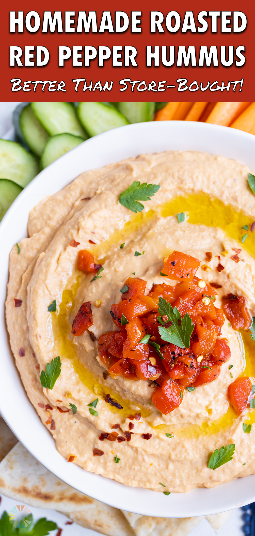 Roasted Red Pepper Hummus - Evolving Table