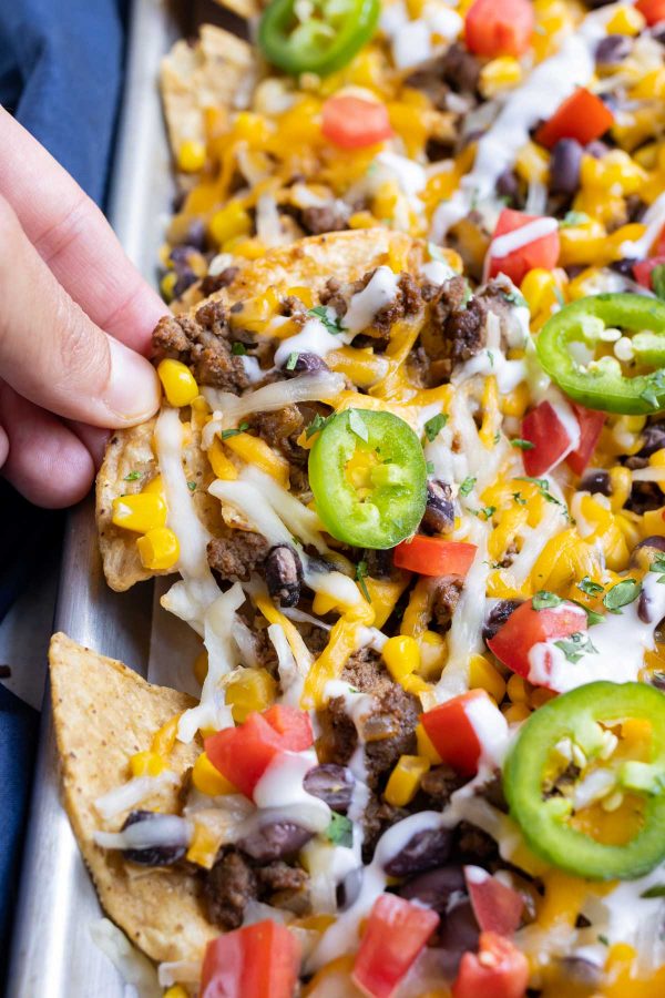 Easy Loaded Sheet Pan Nachos - Evolving Table