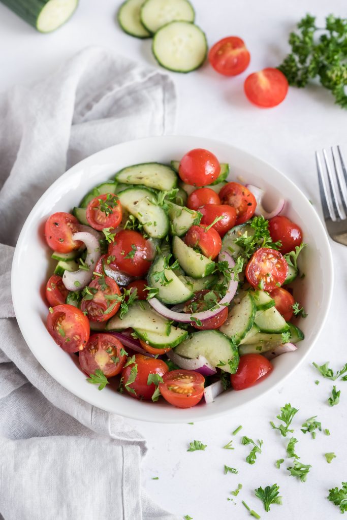 Greek Cucumber Tomato Salad Recipe - Evolving Table