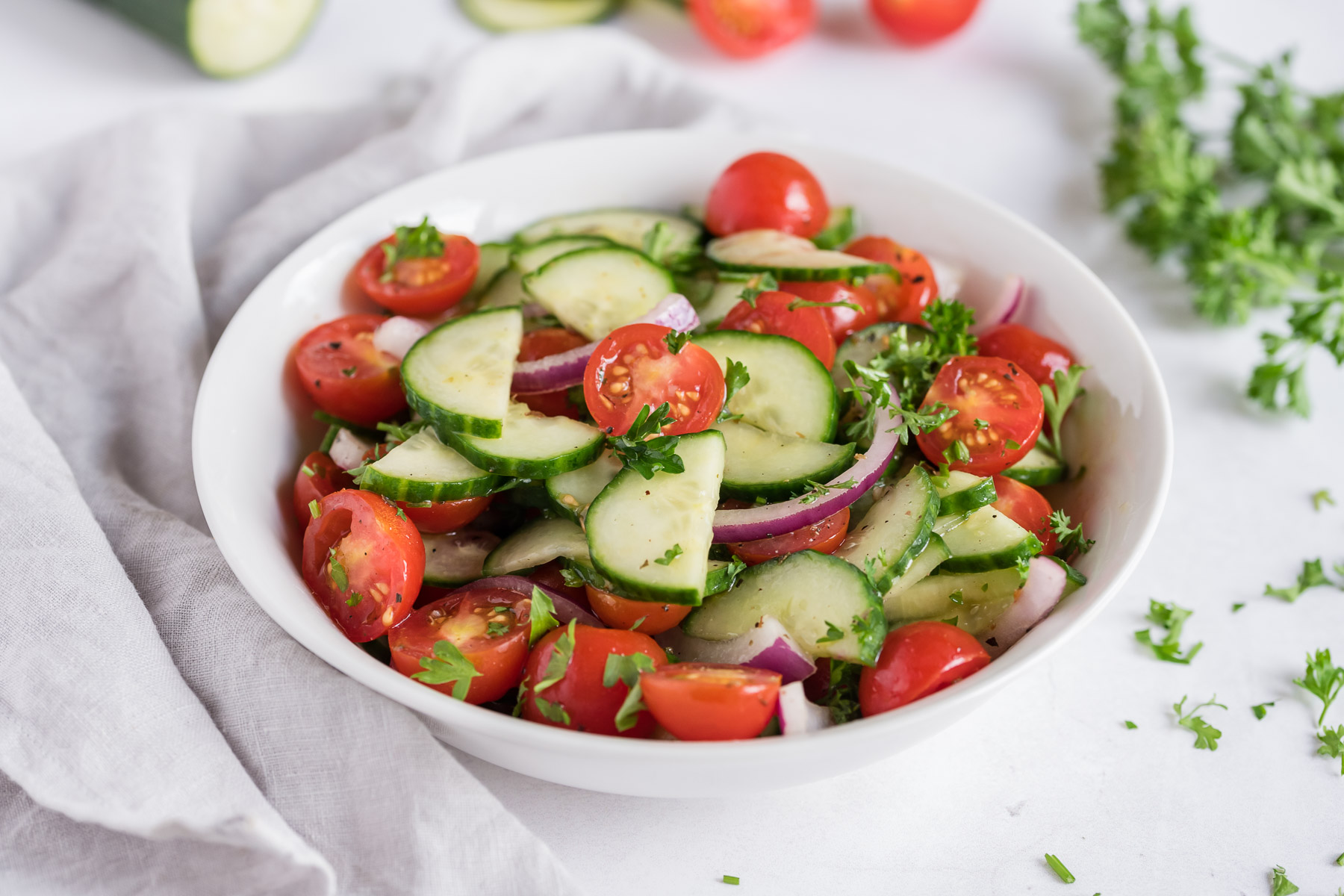 Greek Cucumber Tomato Salad Recipe - Evolving Table