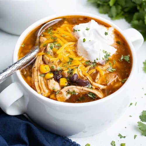 Easy Chicken Taco Soup Recipe - Evolving Table