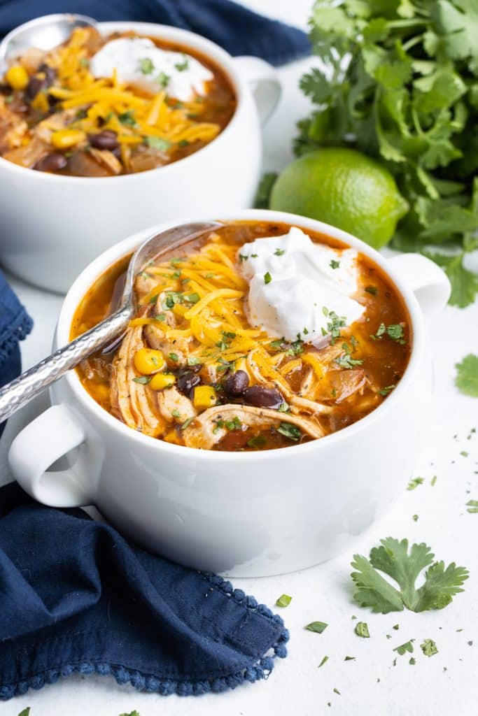 Easy Chicken Taco Soup Recipe - Evolving Table