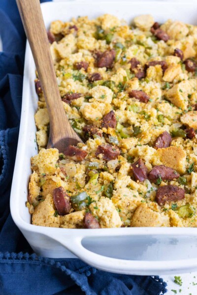 Cajun Cornbread Dressing Recipe - Evolving Table