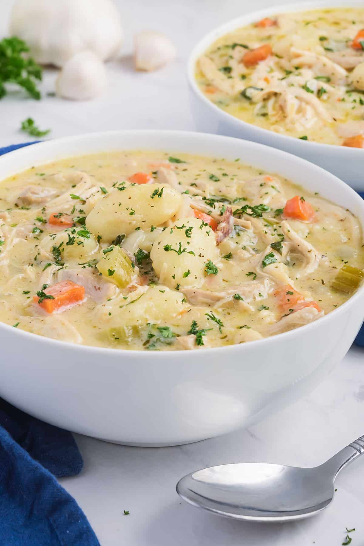 A creamy chicken gnocchi soup is made at home just like Olive Garden's recipe.