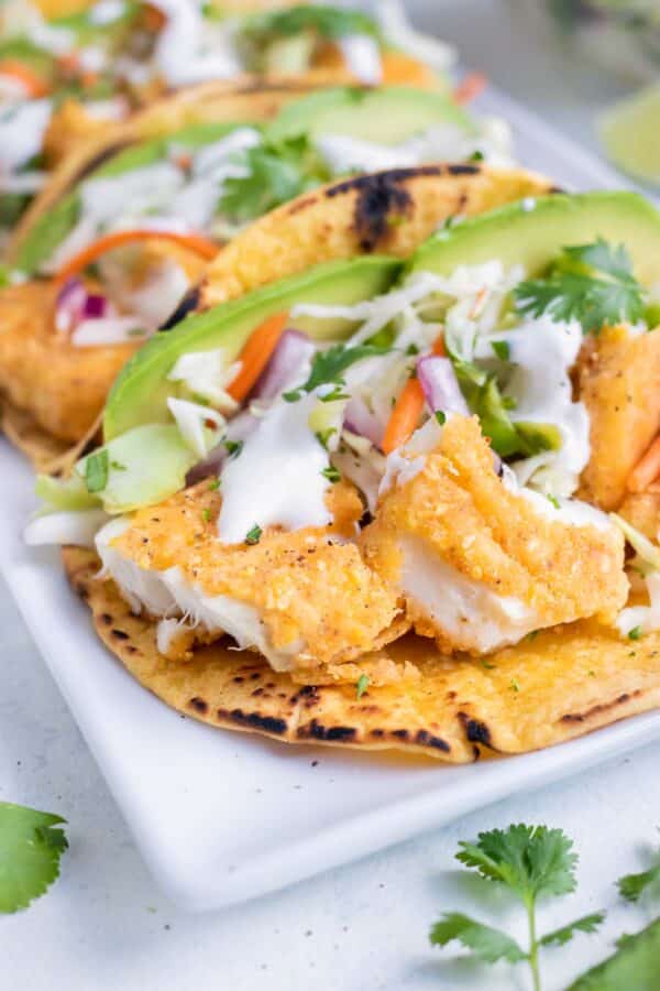 Air Fryer Fish Tacos with Cilantro Slaw - Evolving Table