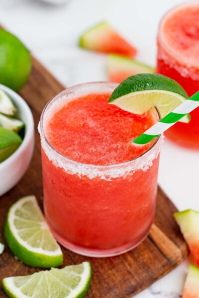 Watermelon Margarita Recipe (Frozen Cocktail) - Evolving Table