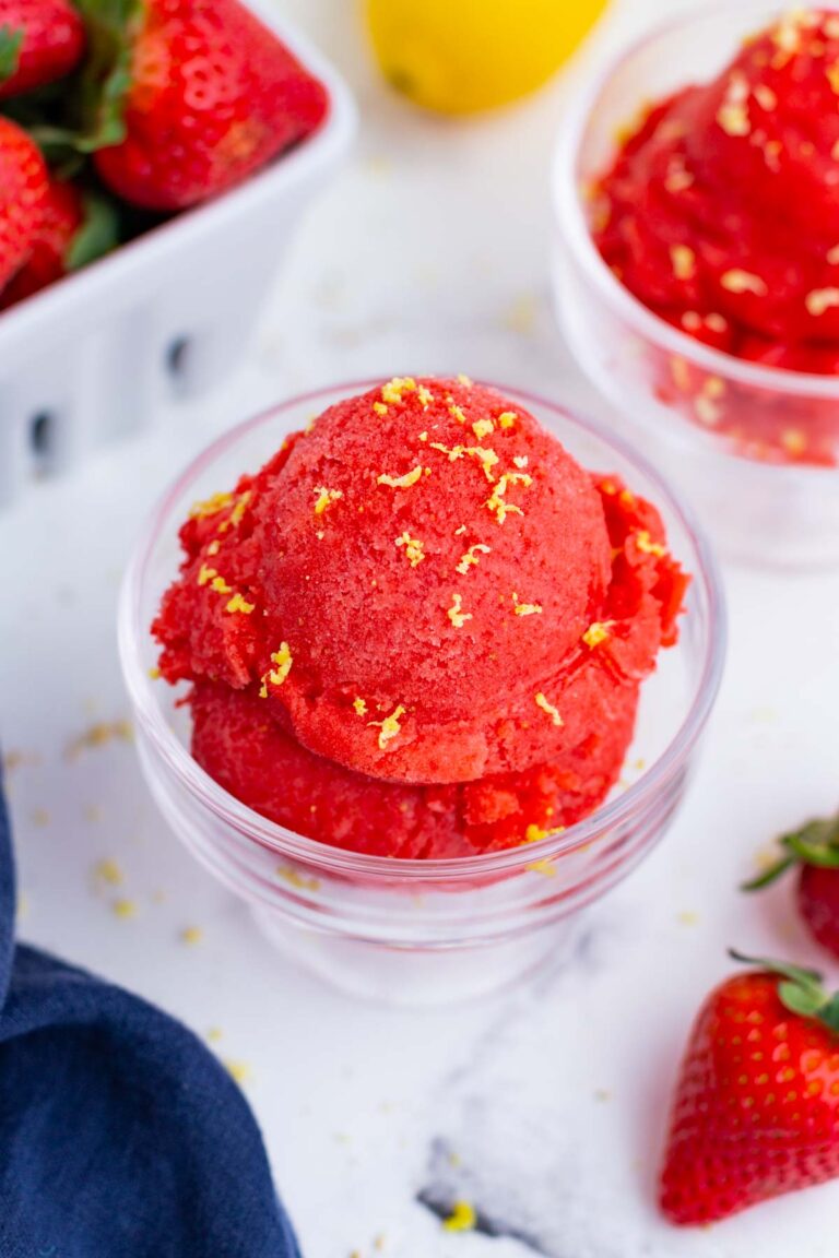 Strawberry Sorbet (3 Ingredients!) - Evolving Table