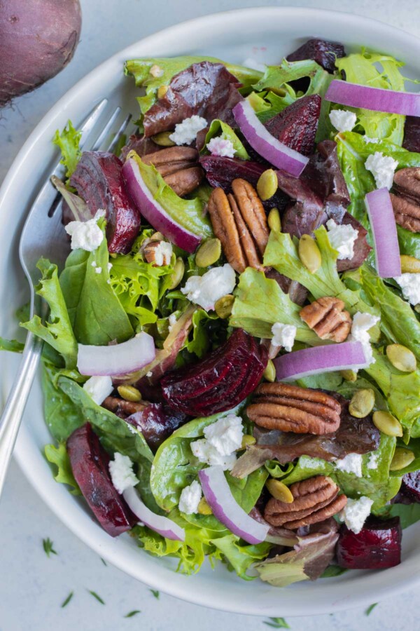 Spinach Beet Salad with Goat Cheese - Evolving Table