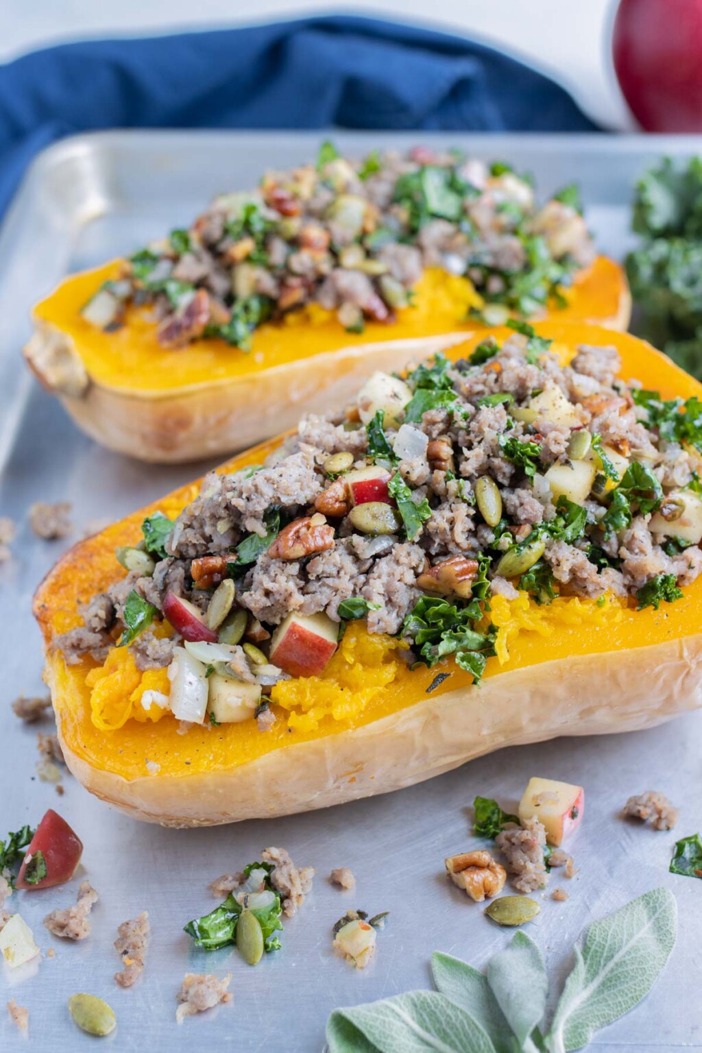 Sausage Stuffed Butternut Squash - Evolving Table