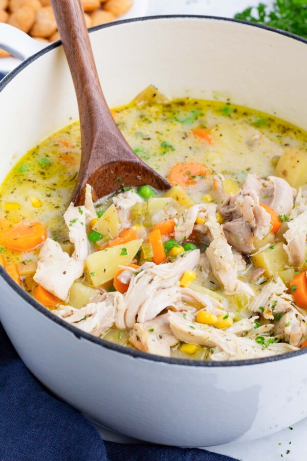 Best Chicken Pot Pie Soup Recipe - Evolving Table