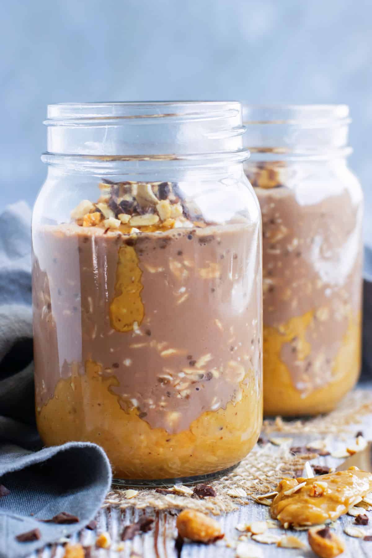 Peanut Butter Cups Overnight Oats - The Peach Kitchen