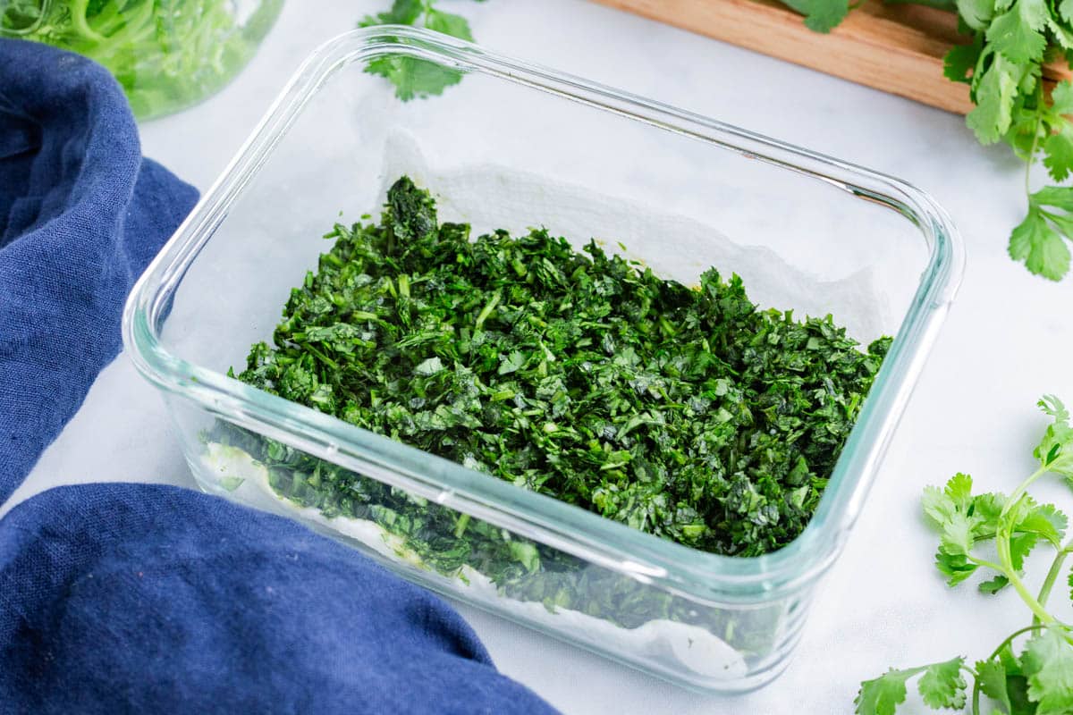 How to Store Cilantro (Whole or Chopped) - Evolving Table