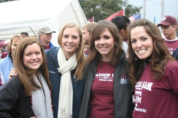 London Brazil and her friends at a Texas A&M game.