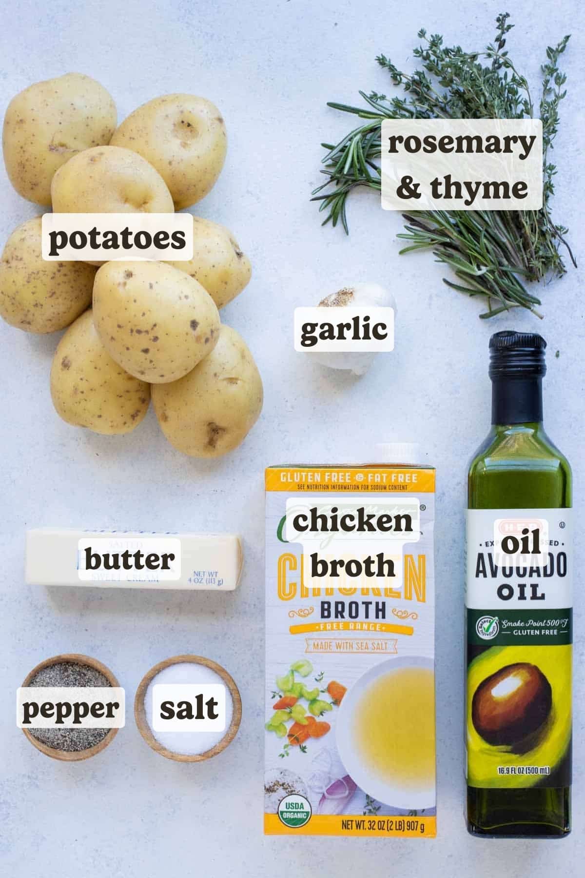 The ingredients for these melting potatoes.